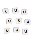 Perles Silicone Lettre Alphabet 10mm Blanc