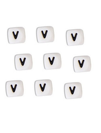 Perles Silicone Lettre Alphabet 10mm Blanc