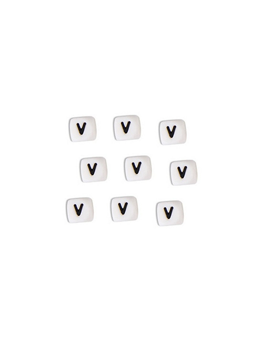 Perles Silicone Lettre Alphabet 10mm Blanc