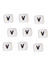 Perles Silicone Lettre Alphabet 10mm Blanc