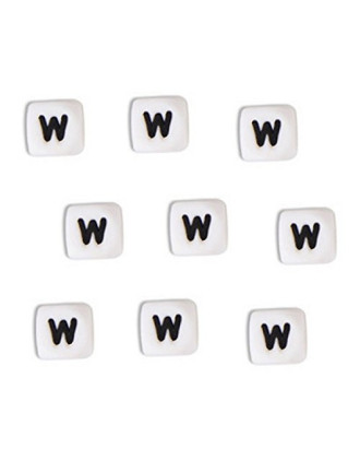 Perles Silicone Lettre Alphabet 10mm Blanc