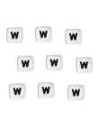 Perles Silicone Lettre Alphabet 10mm Blanc