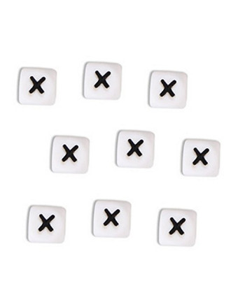 Perles Silicone Lettre Alphabet 10mm Blanc
