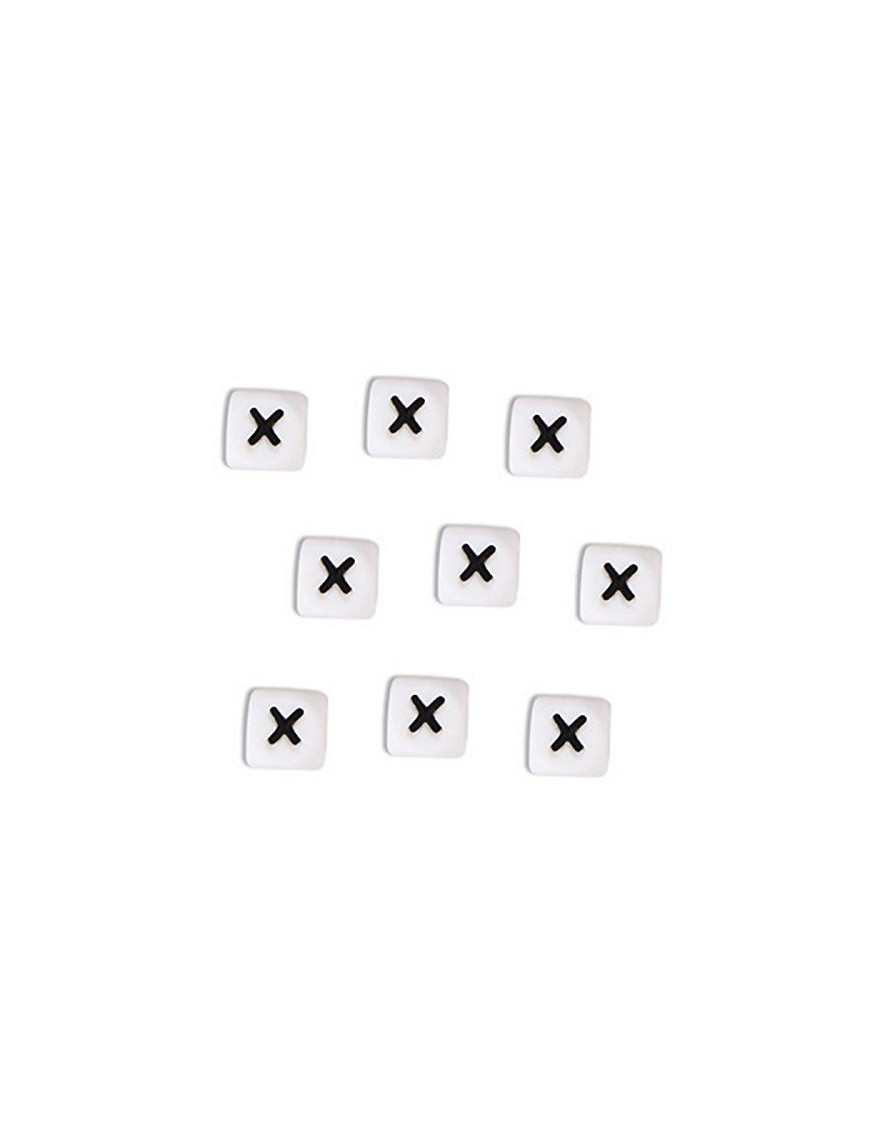 Perles Silicone Lettre Alphabet 10mm Blanc