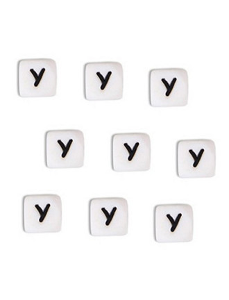 Perles Silicone Lettre Alphabet 10mm Blanc