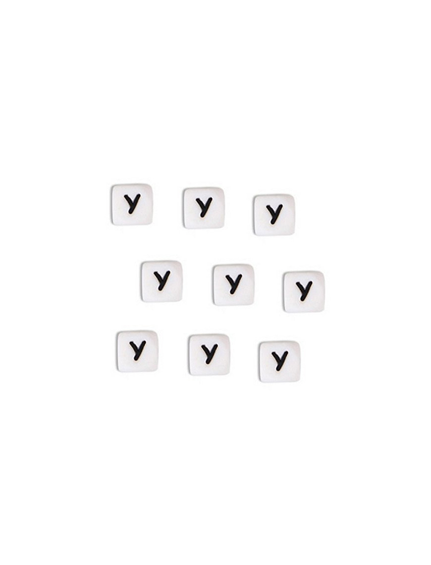 Perles Silicone Lettre Alphabet 10mm Blanc