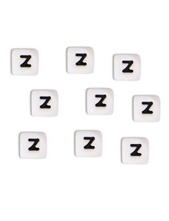 Perles Silicone Lettre Alphabet 10mm Blanc
