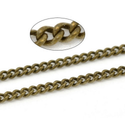 Chaîne maille forçat 7mm bronze laiton, pour bijoux, perles apprêts