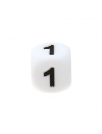 Perles Silicone Chiffre 12mm Blanc