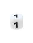 Perles Silicone Chiffre 12mm Blanc