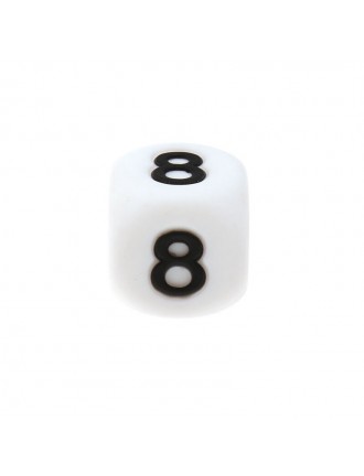 Perles Silicone Chiffre 12mm Blanc