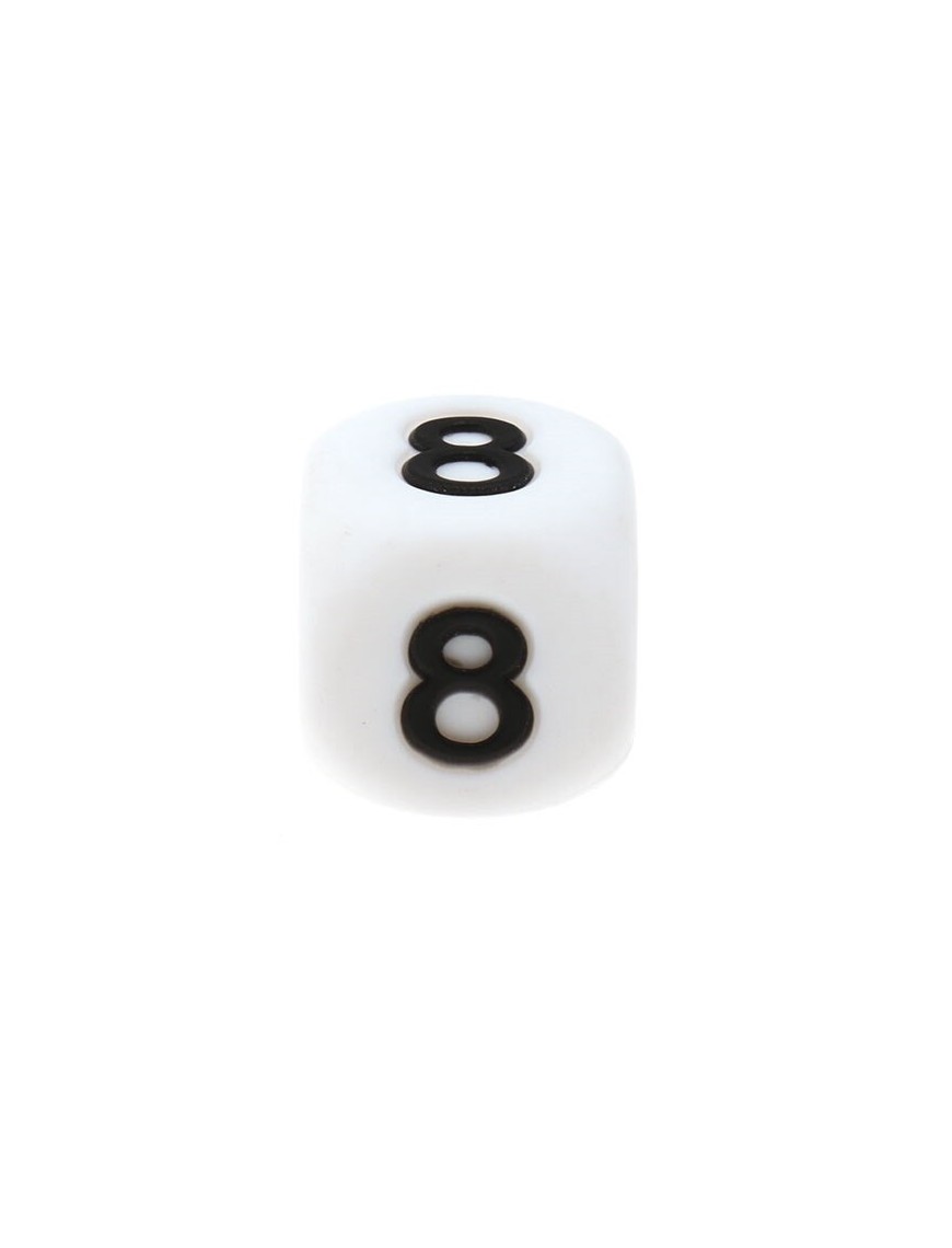 Perles Silicone Chiffre 12mm Blanc