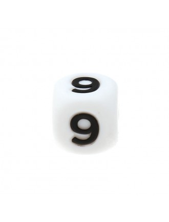 Perles Silicone Chiffre 12mm Blanc