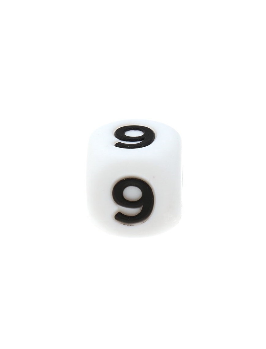 Perles Silicone Chiffre 12mm Blanc