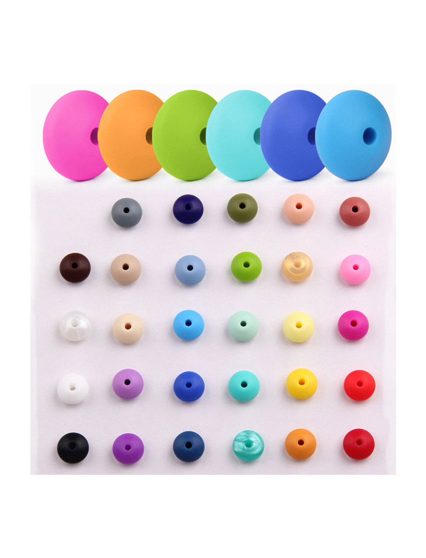 10 Perles En Silicone Rondelle 12mm X 7mm - Couleur Au Choix, Marque SAVMER, Neuf