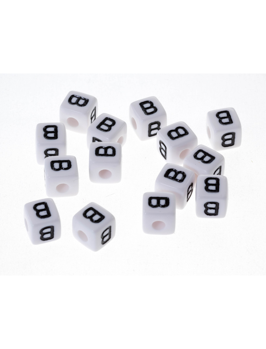 Perle Blanche Acrylique Lettre Alphabet 10mm x 1 pièce