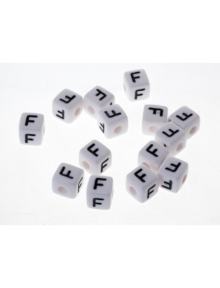 Perle Blanche Acrylique Lettre Alphabet 10mm x 1 pièce