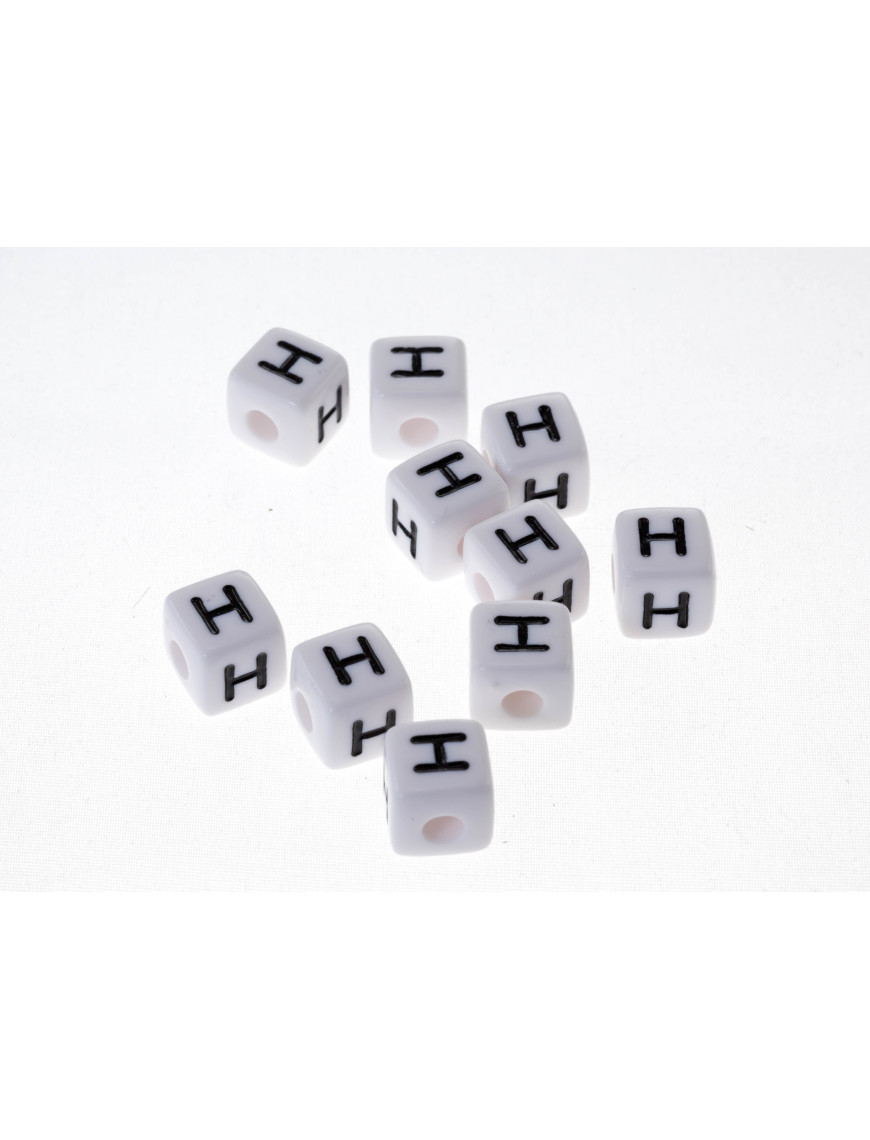 Perle Blanche Acrylique Lettre Alphabet 10mm x 1 pièce