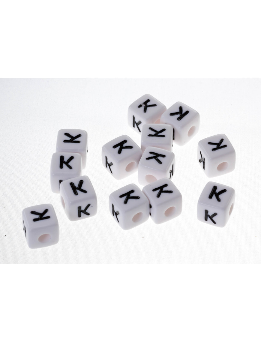 Perle Blanche Acrylique Lettre Alphabet 10mm x 1 pièce