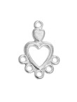 5 ou 10 Connecteur Cœur 6 Trou Argenté 19mm x 13mm