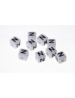 Perle Blanche Acrylique Lettre Alphabet 10mm x 1 pièce