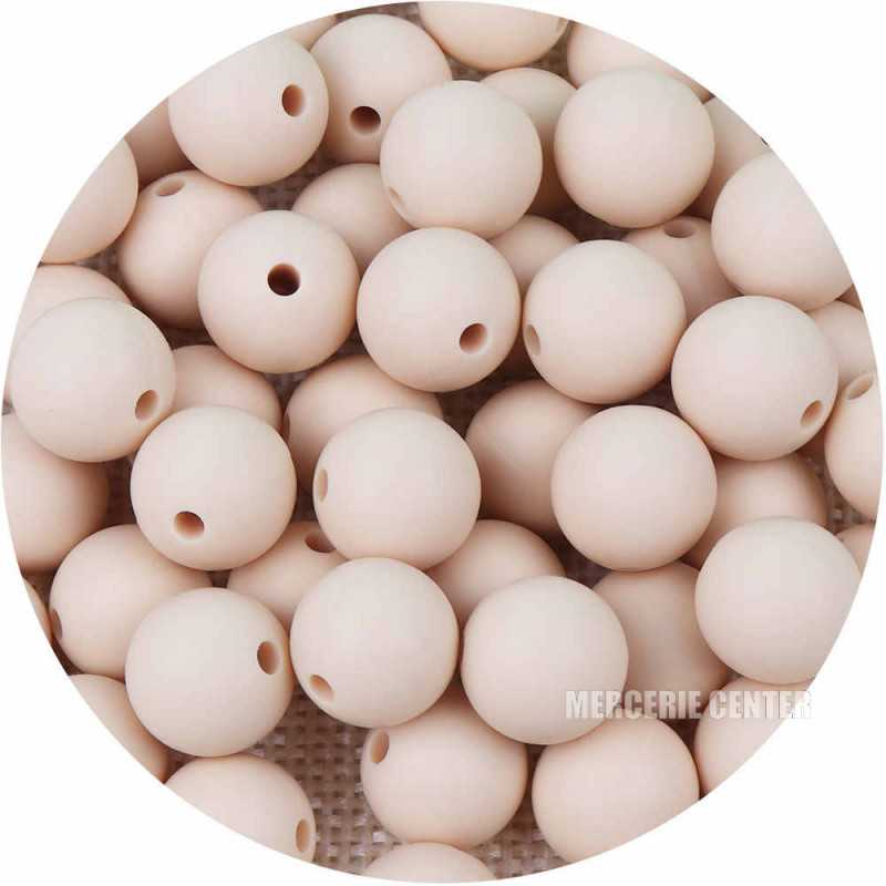 10 Perle Silicone Rondelle 9mm Couleur Beige