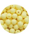 10 Perle Silicone 9mm Couleur Jaune Clair