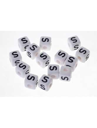 Perle Blanche Acrylique Lettre Alphabet 10mm x 1 pièce