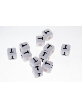 Perle Blanche Acrylique Lettre Alphabet 10mm x 1 pièce