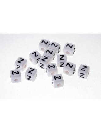 Perle Blanche Acrylique Lettre Alphabet 10mm x 1 pièce