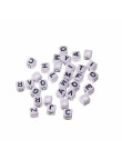 Perle Alphabet 8mm Blanc Cube Lettre au Choix