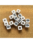 Perle Alphabet 8mm Blanc Cube Lettre au Choix