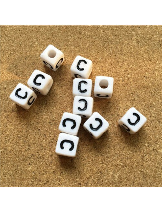 Perle Alphabet 8mm Blanc Cube Lettre au Choix