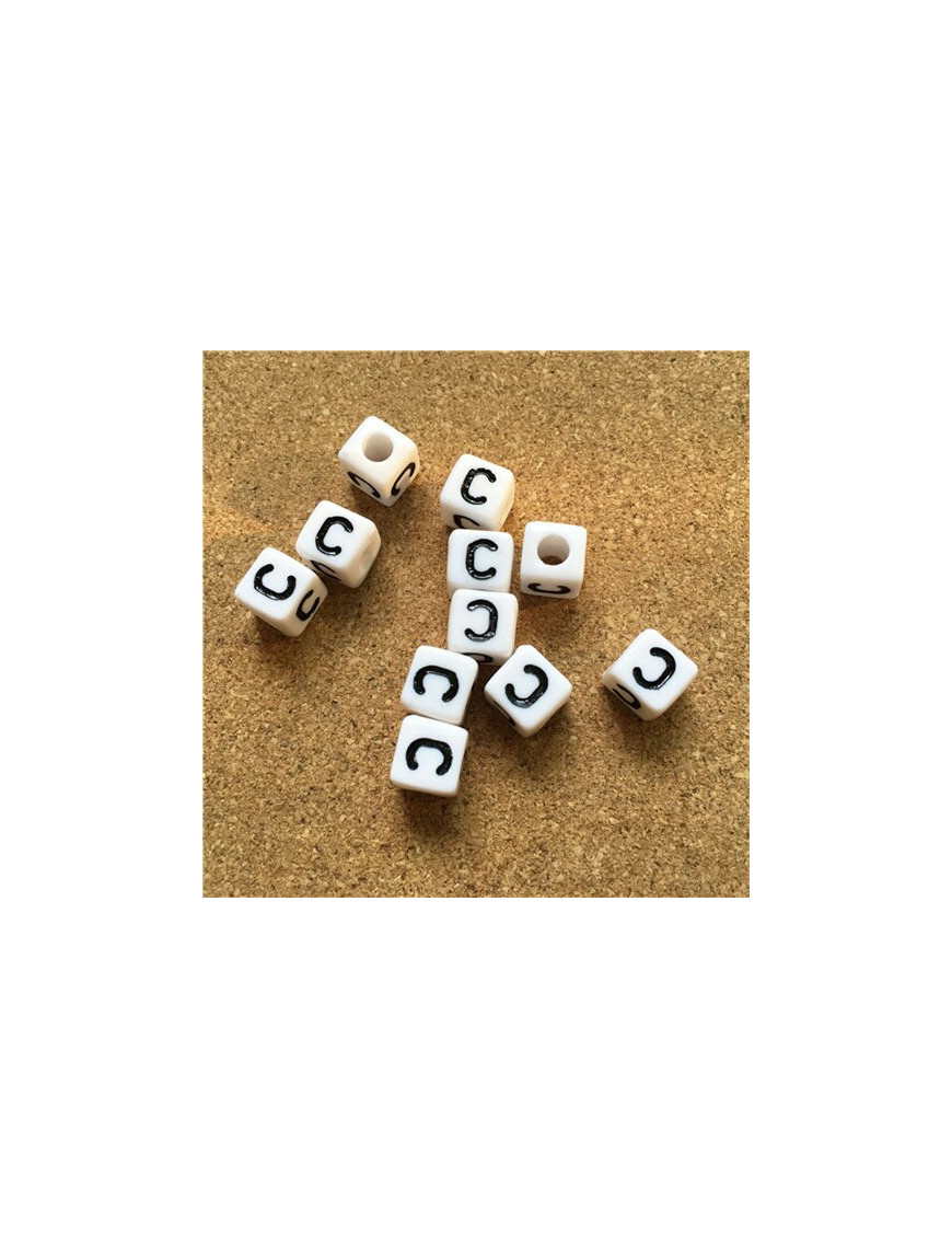 Perle Alphabet 8mm Blanc Cube Lettre au Choix