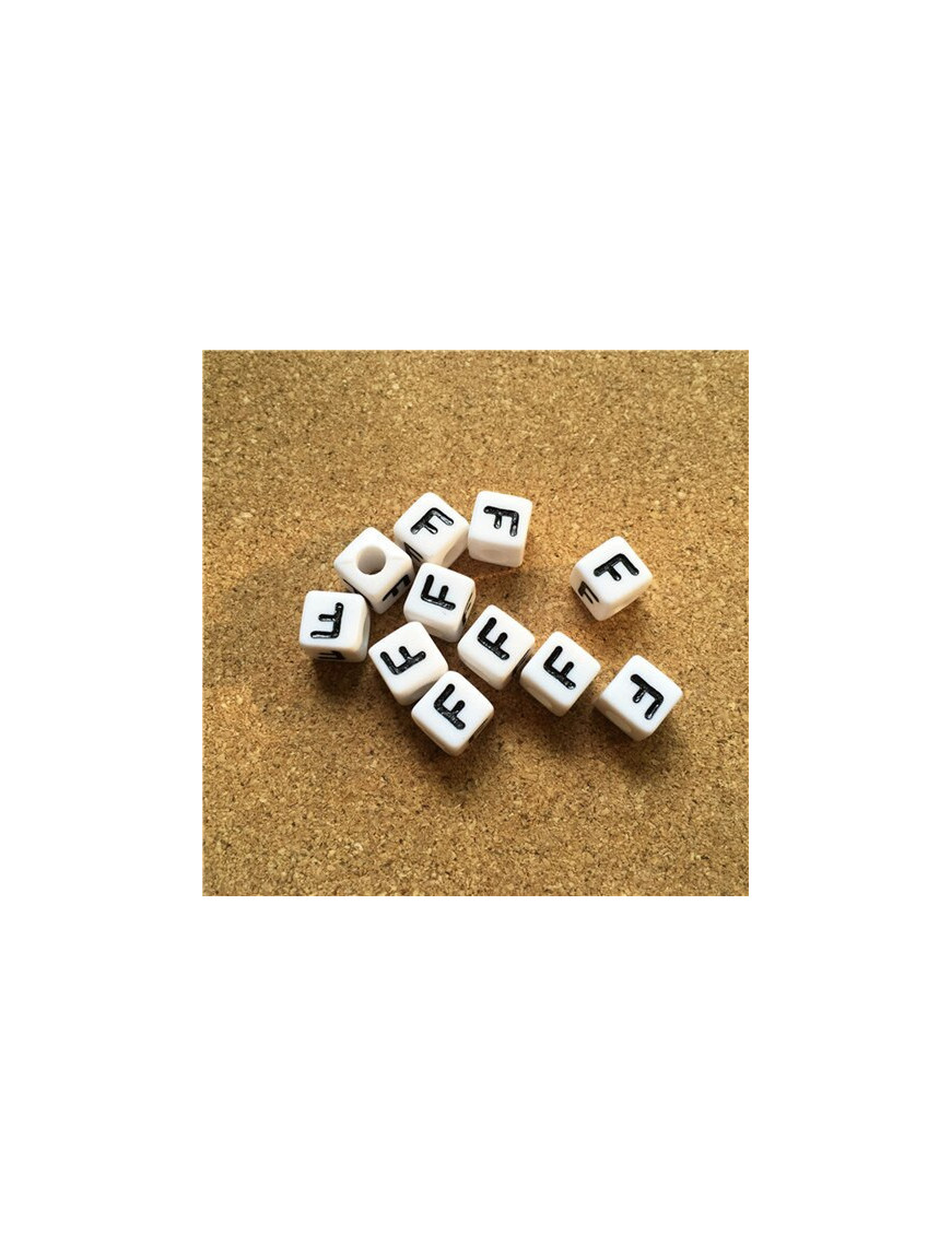 Perle Alphabet 8mm Blanc Cube Lettre au Choix