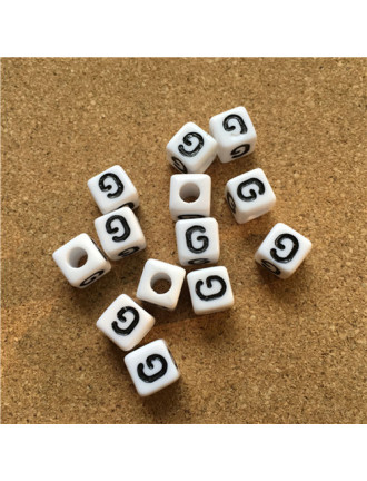 Perle Alphabet 8mm Blanc Cube Lettre au Choix