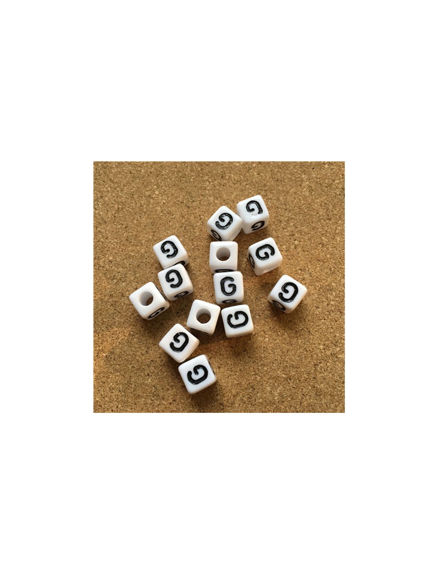 Perle Alphabet 8mm Blanc Cube Lettre au Choix