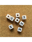 Perle Alphabet 8mm Blanc Cube Lettre au Choix