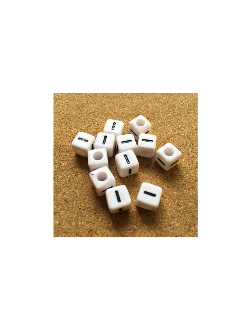Perle Alphabet 8mm Blanc Cube Lettre au Choix