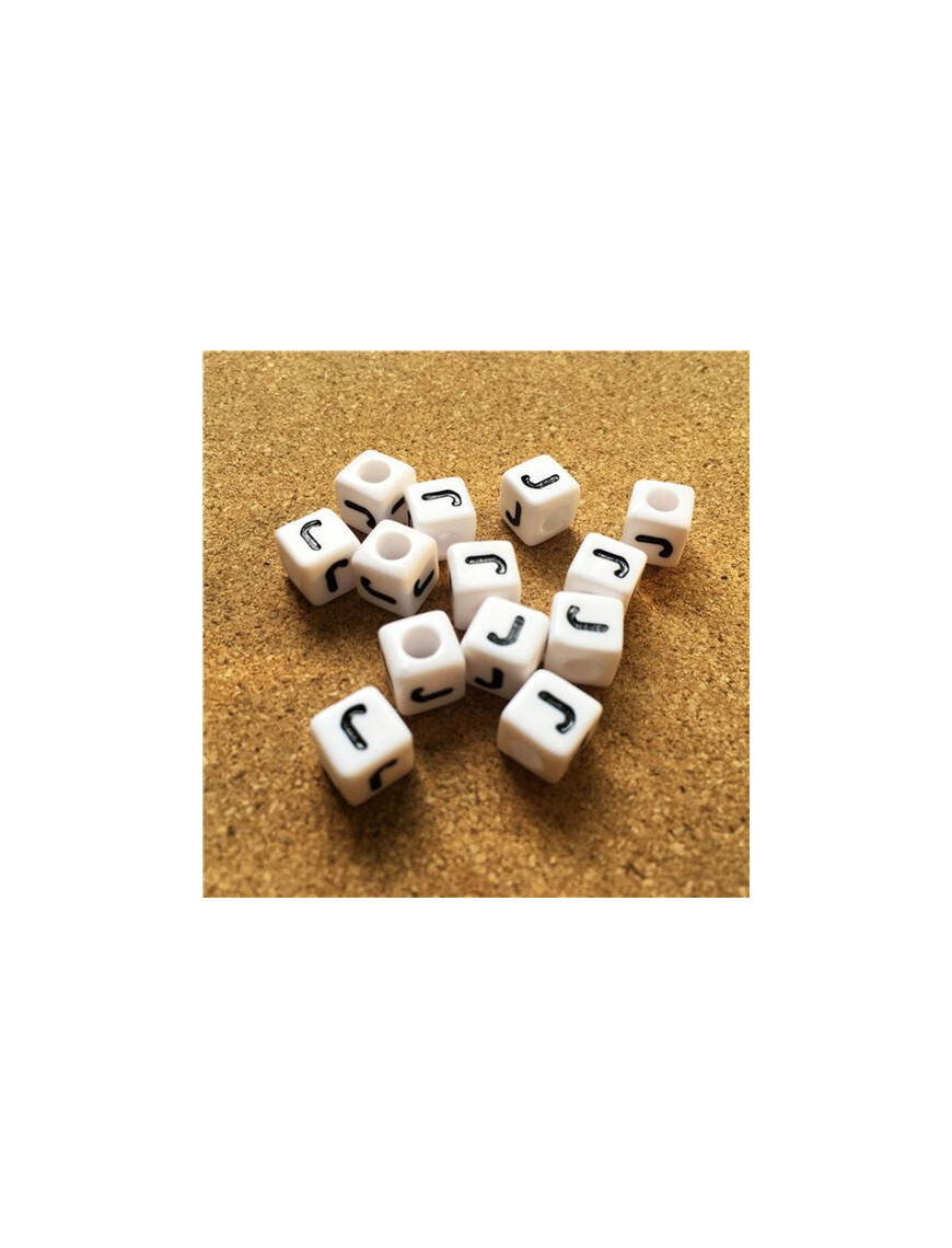 Perle Alphabet 8mm Blanc Cube Lettre au Choix