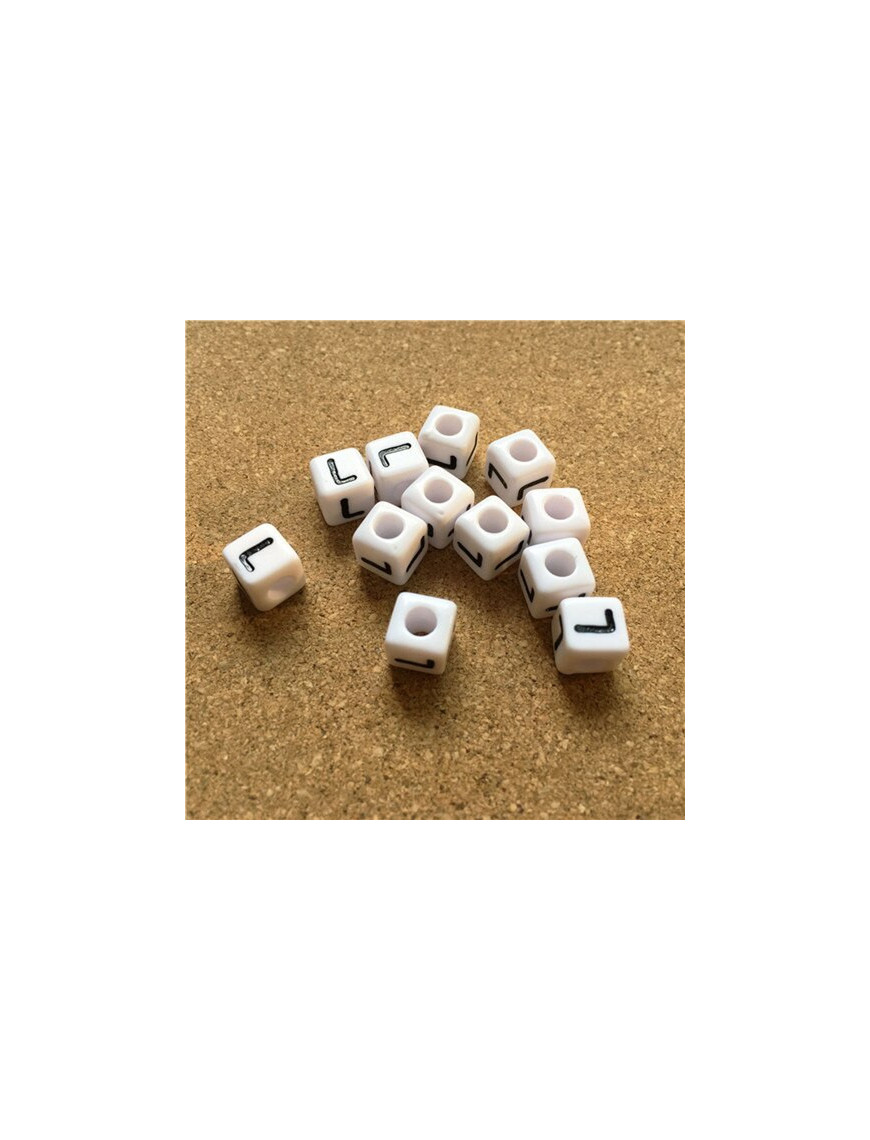 Perle Alphabet 8mm Blanc Cube Lettre au Choix