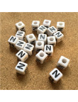Perle Alphabet 8mm Blanc Cube Lettre au Choix