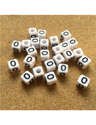 Perle Alphabet 8mm Blanc Cube Lettre au Choix