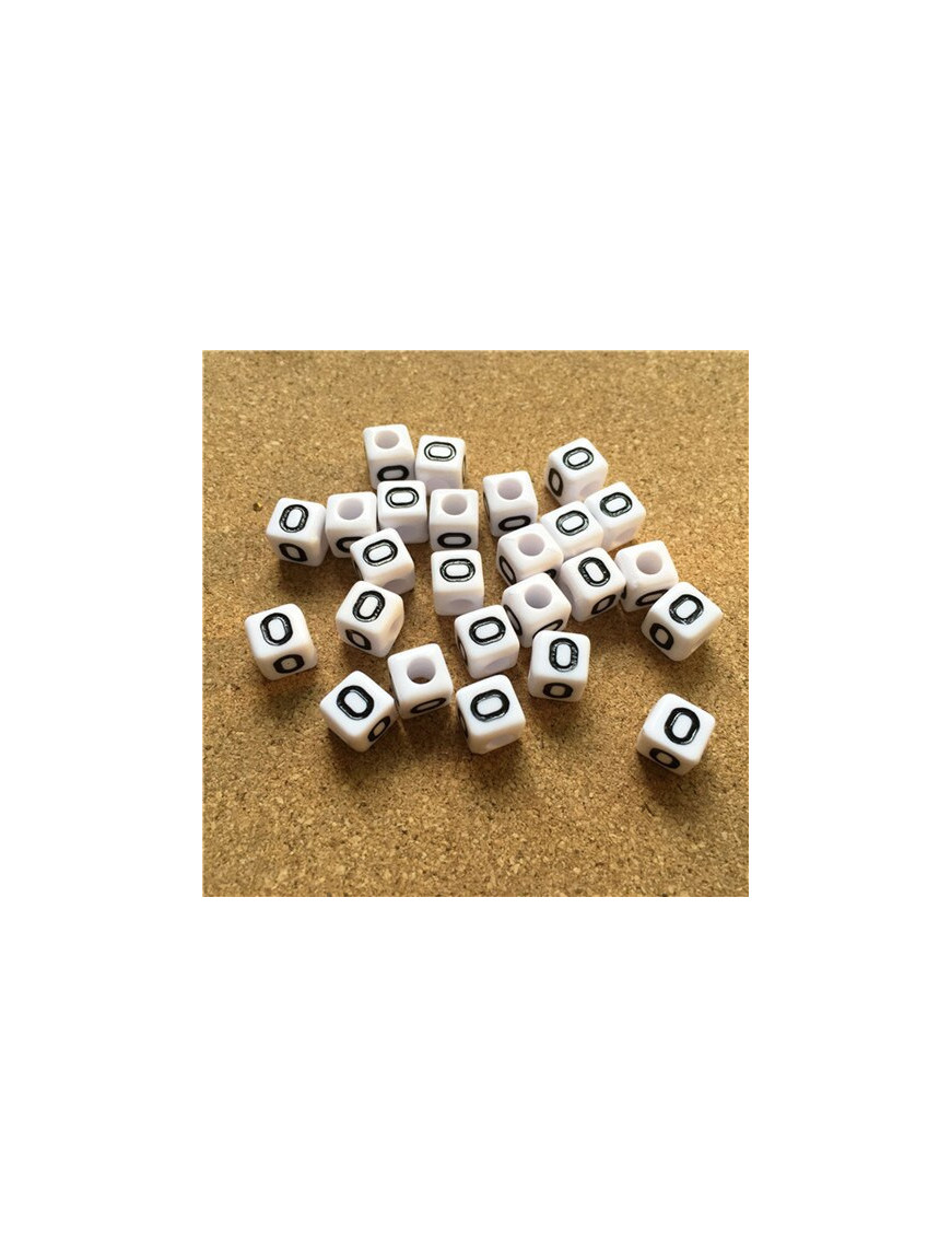 Perle Alphabet 8mm Blanc Cube Lettre au Choix