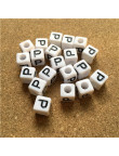 Perle Alphabet 8mm Blanc Cube Lettre au Choix