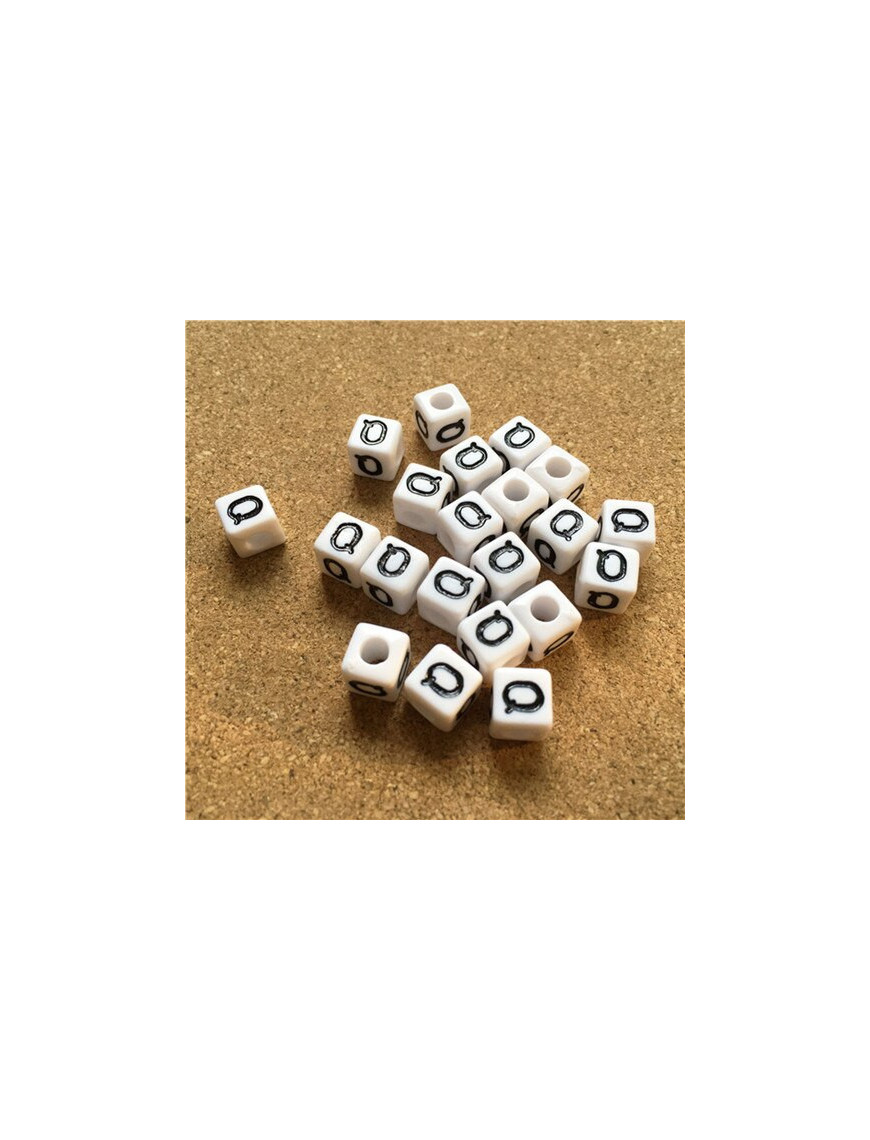 Perle Alphabet 8mm Blanc Cube Lettre au Choix