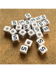 Perle Alphabet 8mm Blanc Cube Lettre au Choix