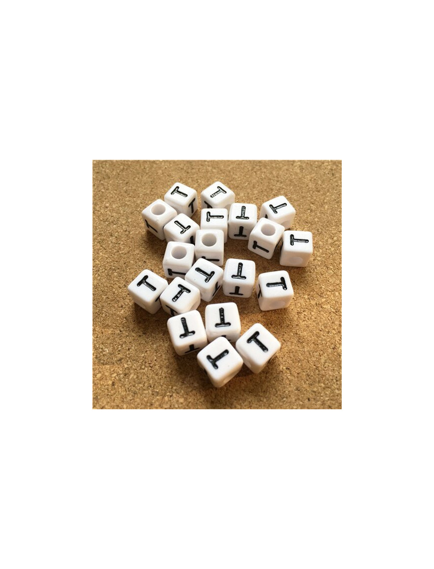 Perle Alphabet 8mm Blanc Cube Lettre au Choix