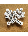 Perle Alphabet 8mm Blanc Cube Lettre au Choix