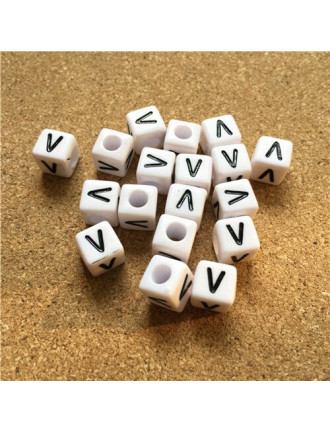 Perle Alphabet 8mm Blanc Cube Lettre au Choix